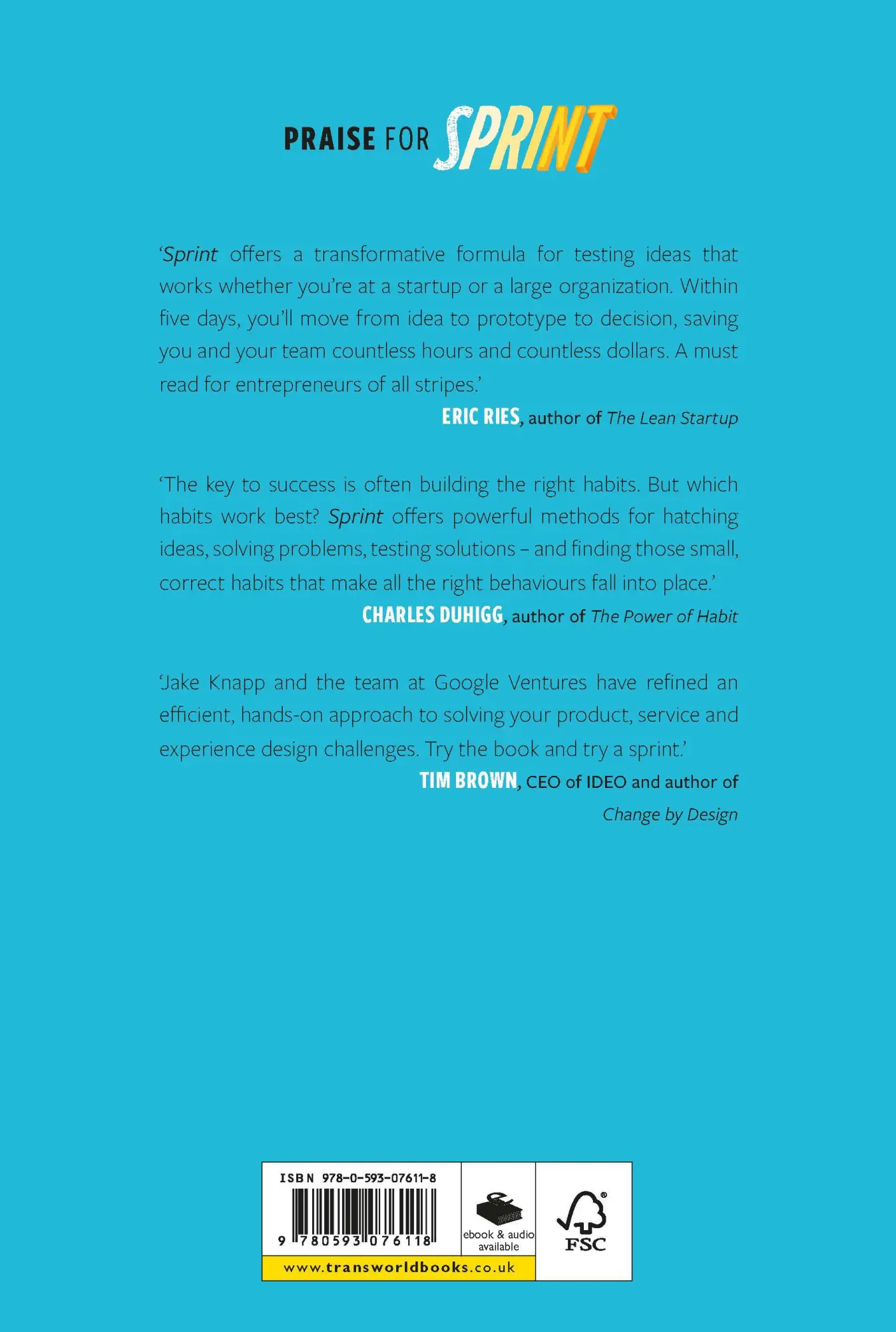 Rückseite: 9780593076118 | Sprint | Jake Knapp (u. a.) | Taschenbuch | Trade paperback (UK)