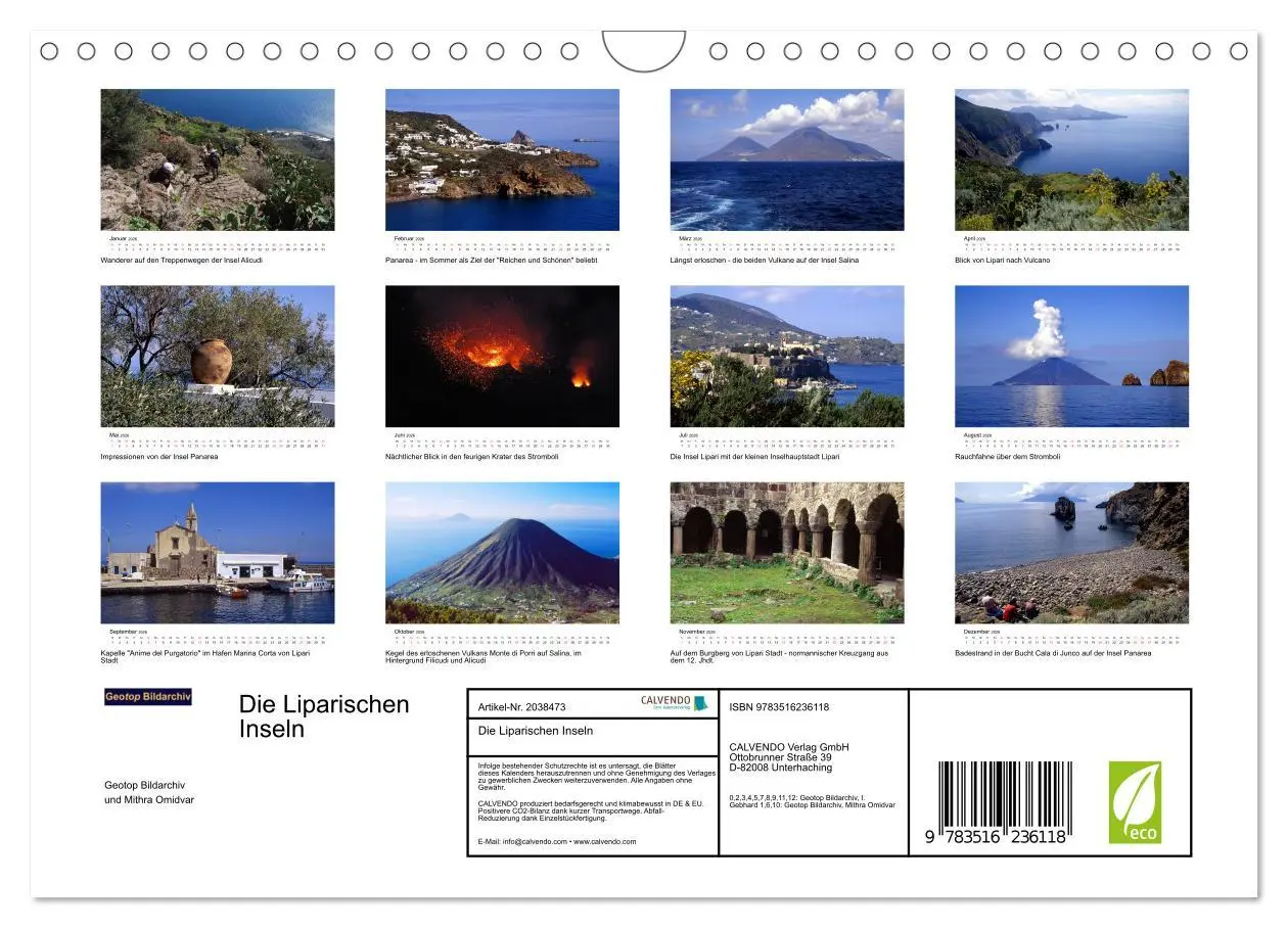 Bild: 9783516236118 | Die Liparischen Inseln (Wandkalender 2026 DIN A4 quer), CALVENDO...