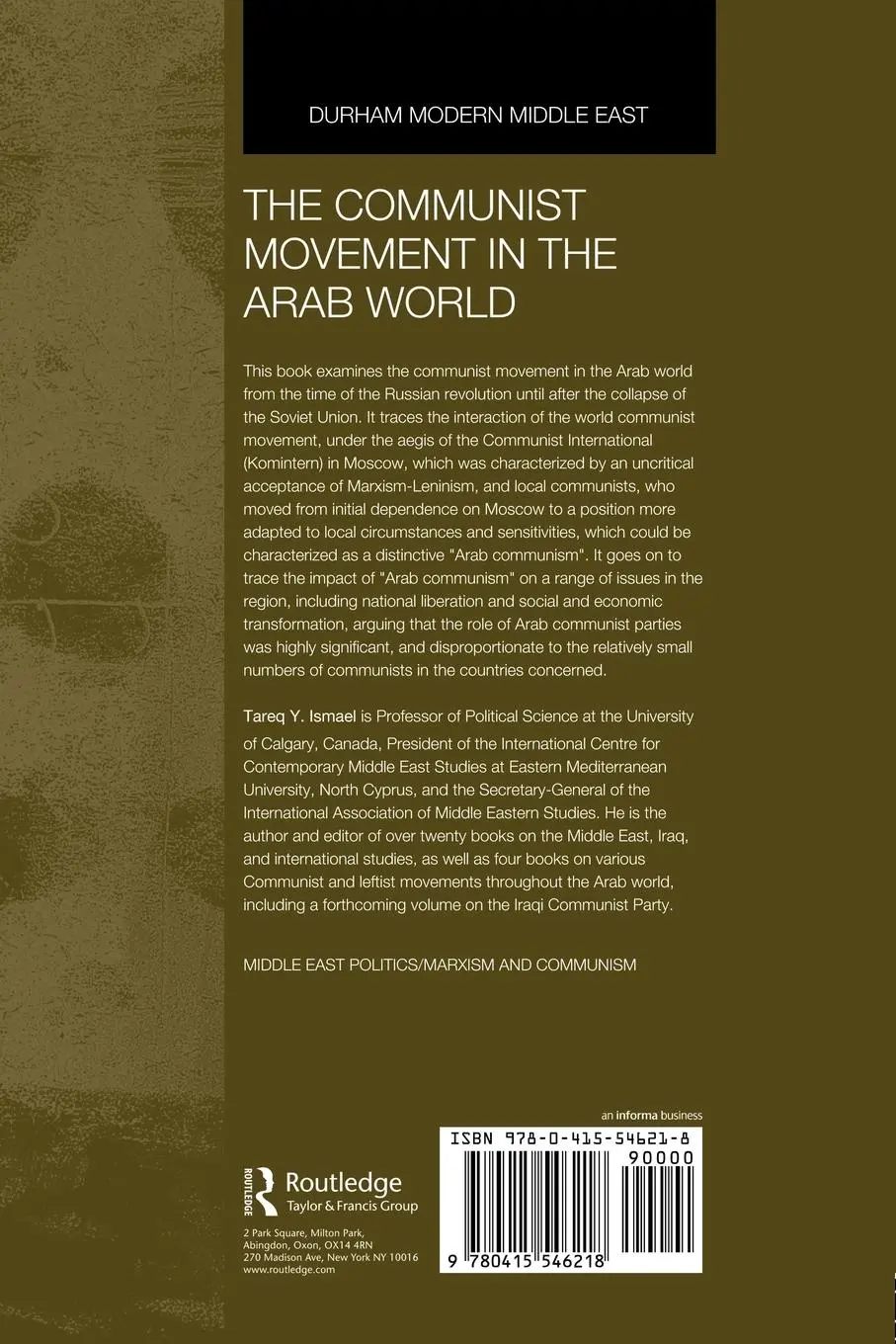 Rückseite: 9780415546218 | The Communist Movement in the Arab World | Tareq Y. Ismael | Buch