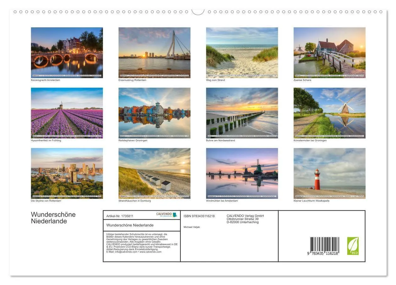 Bild: 9783435116218 | Wunderschöne Niederlande (Wandkalender 2025 DIN A2 quer), CALVENDO...