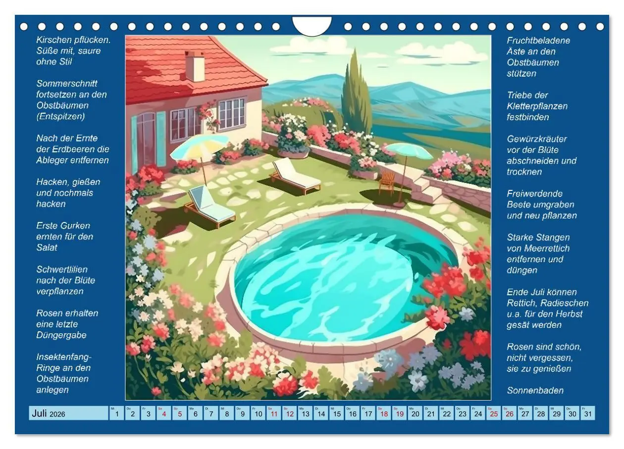 Bild: 9783457376218 | Was mache ich wann im Garten (Wandkalender 2026 DIN A4 quer),...