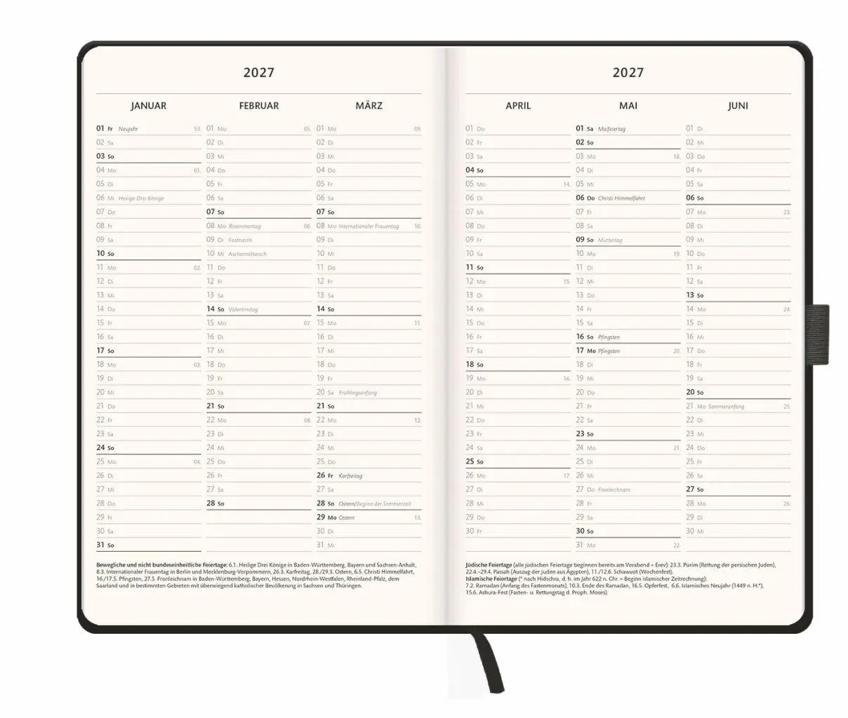 Bild: 9783756416318 | Kombitimer schwarz mittel 2027 | Heye | Buch | Bürokalender Heye