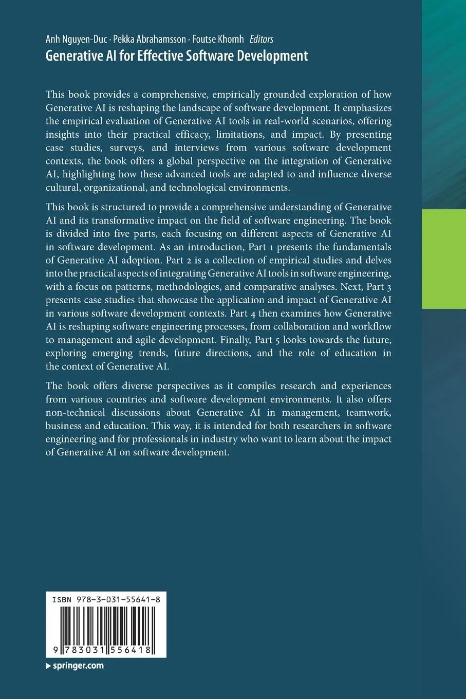 Rückseite: 9783031556418 | Generative AI for Effective Software Development | Nguyen-Duc (u. a.)