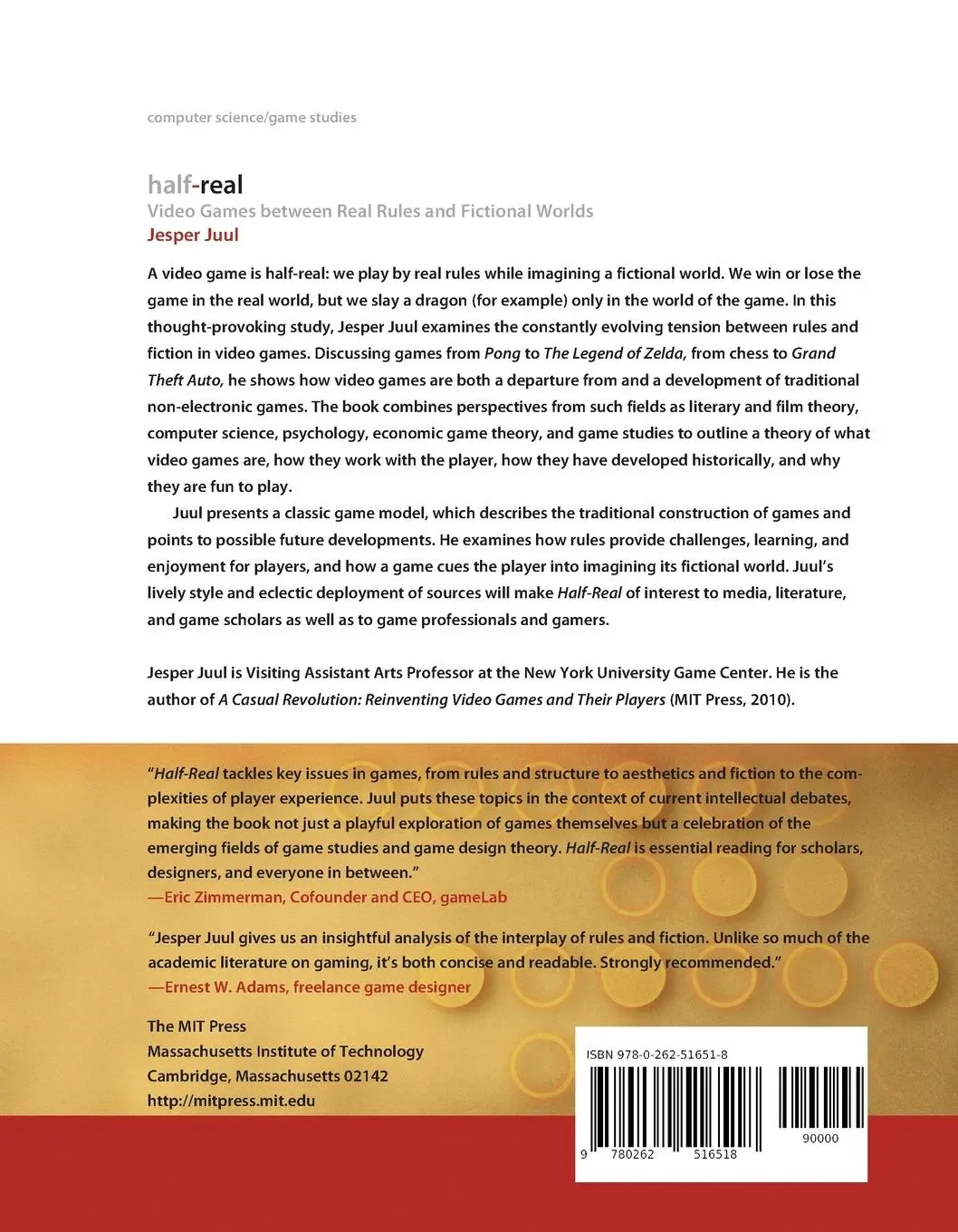 Rückseite: 9780262516518 | Half-Real | Video Games between Real Rules and Fictional Worlds | Juul