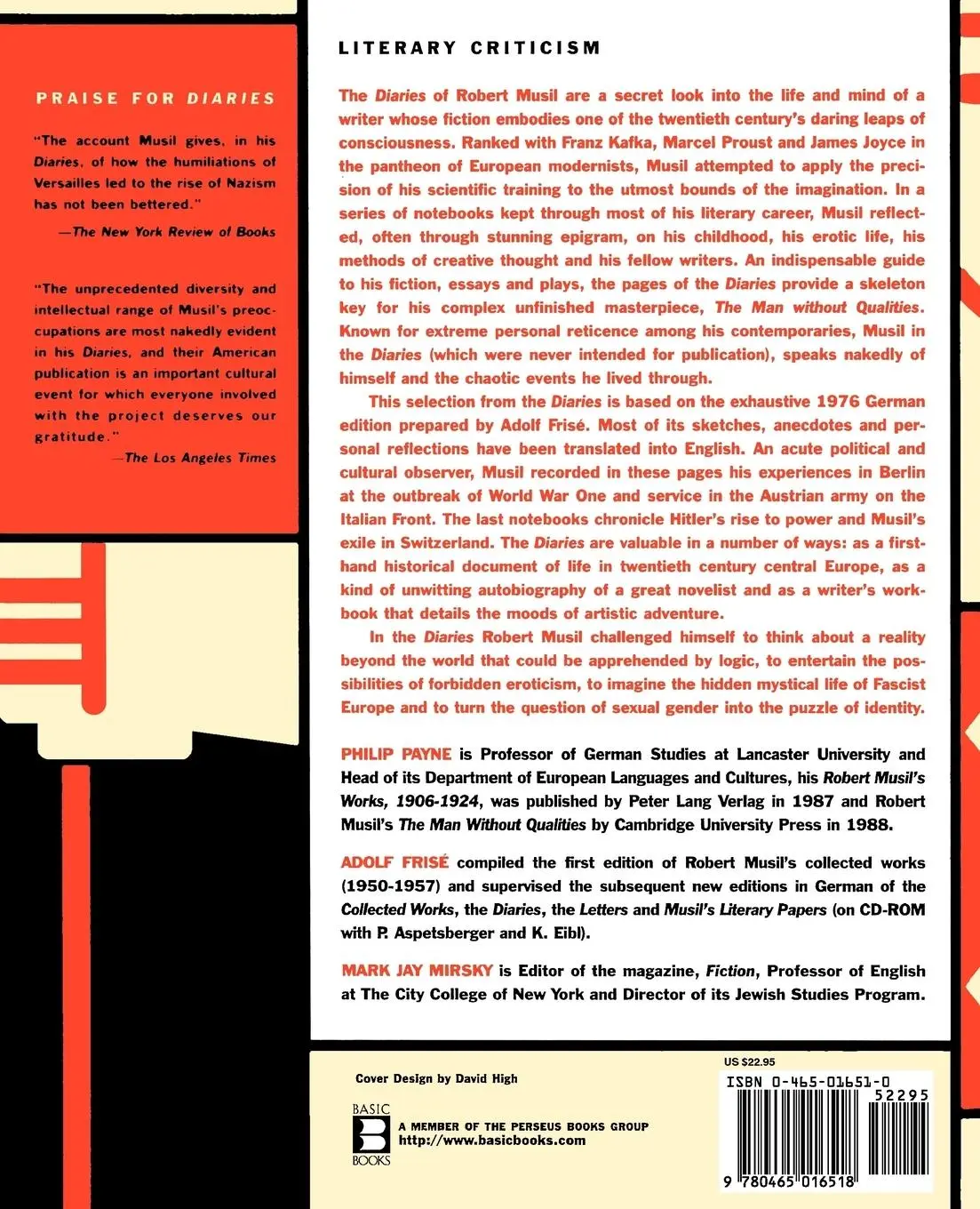 Rückseite: 9780465016518 | Musil Diaries | Robert Musil | Taschenbuch | Kartoniert / Broschiert