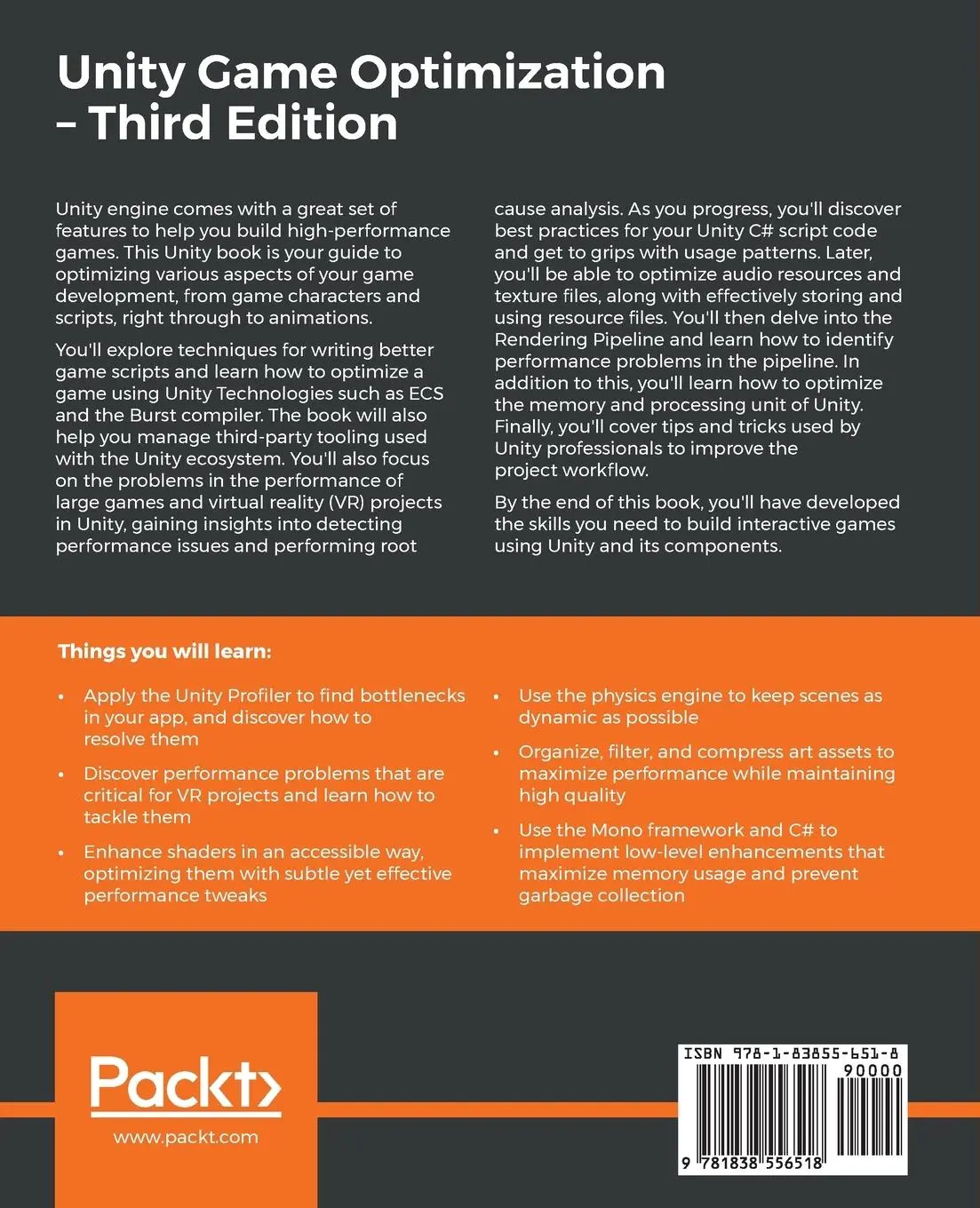 Rückseite: 9781838556518 | Unity Game Optimization | Davide Aversa (u. a.) | Taschenbuch | 2019
