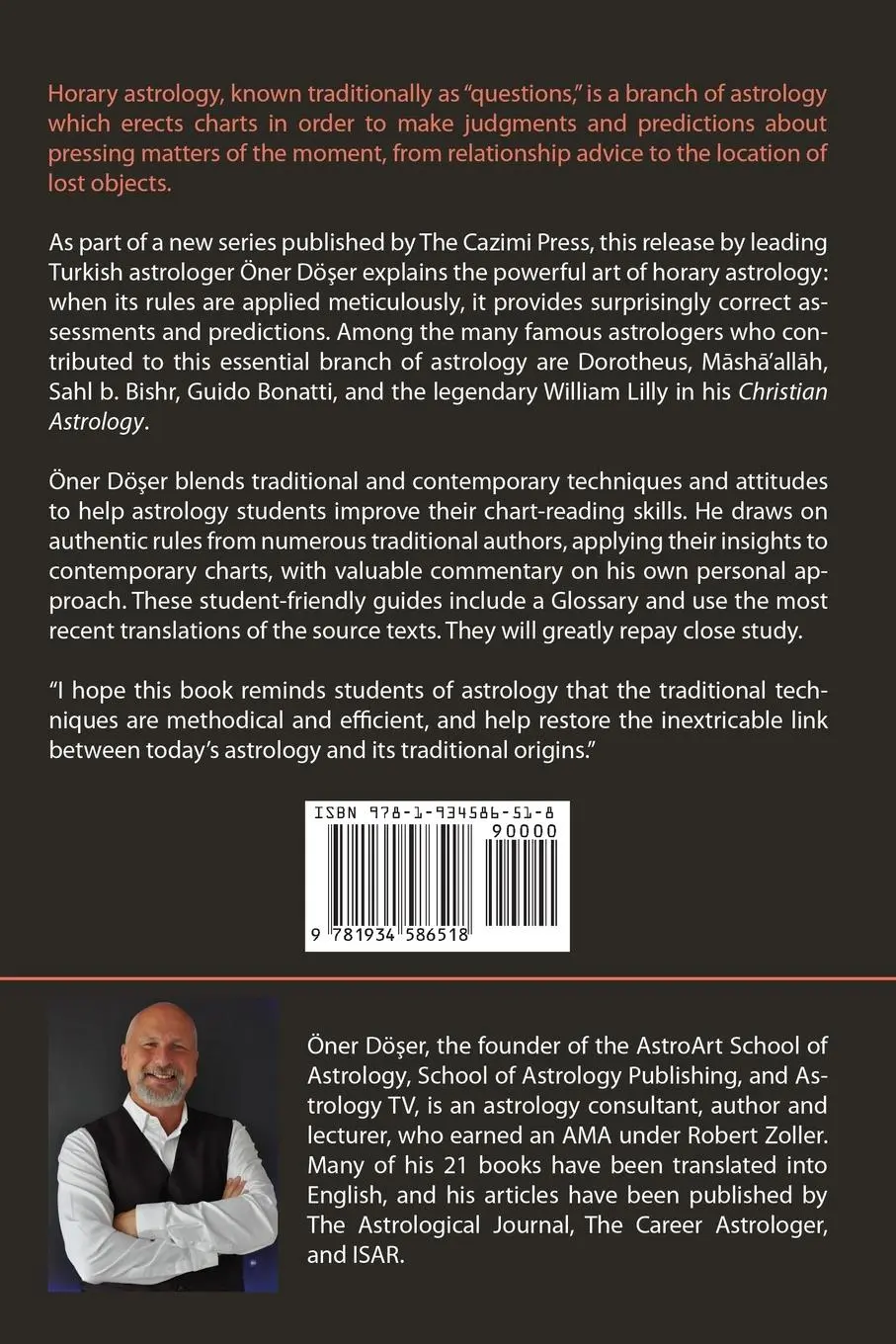 Rückseite: 9781934586518 | The Art of Horary Astrology | Oner Doser (u. a.) | Taschenbuch | 2019