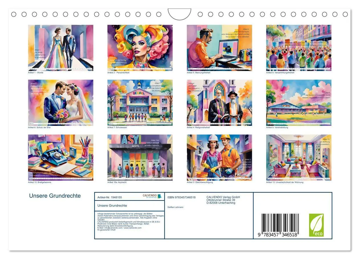 Bild: 9783457346518 | Unsere Grundrechte (Wandkalender 2026 DIN A4 quer), CALVENDO...