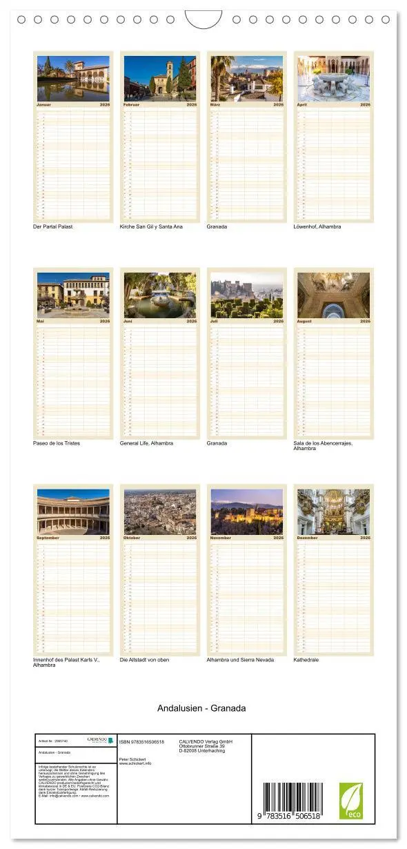 Bild: 9783516506518 | Familienplaner 2026 - Andalusien - Granada mit 5 Spalten...