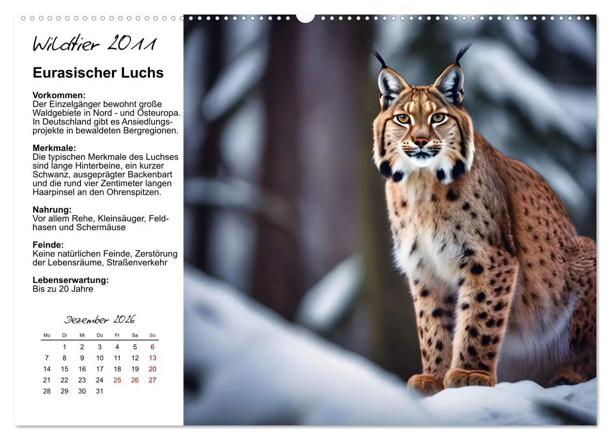 Bild: 9783457646618 | Wildtiere des Jahres (Wandkalender 2026 DIN A2 quer), CALVENDO...