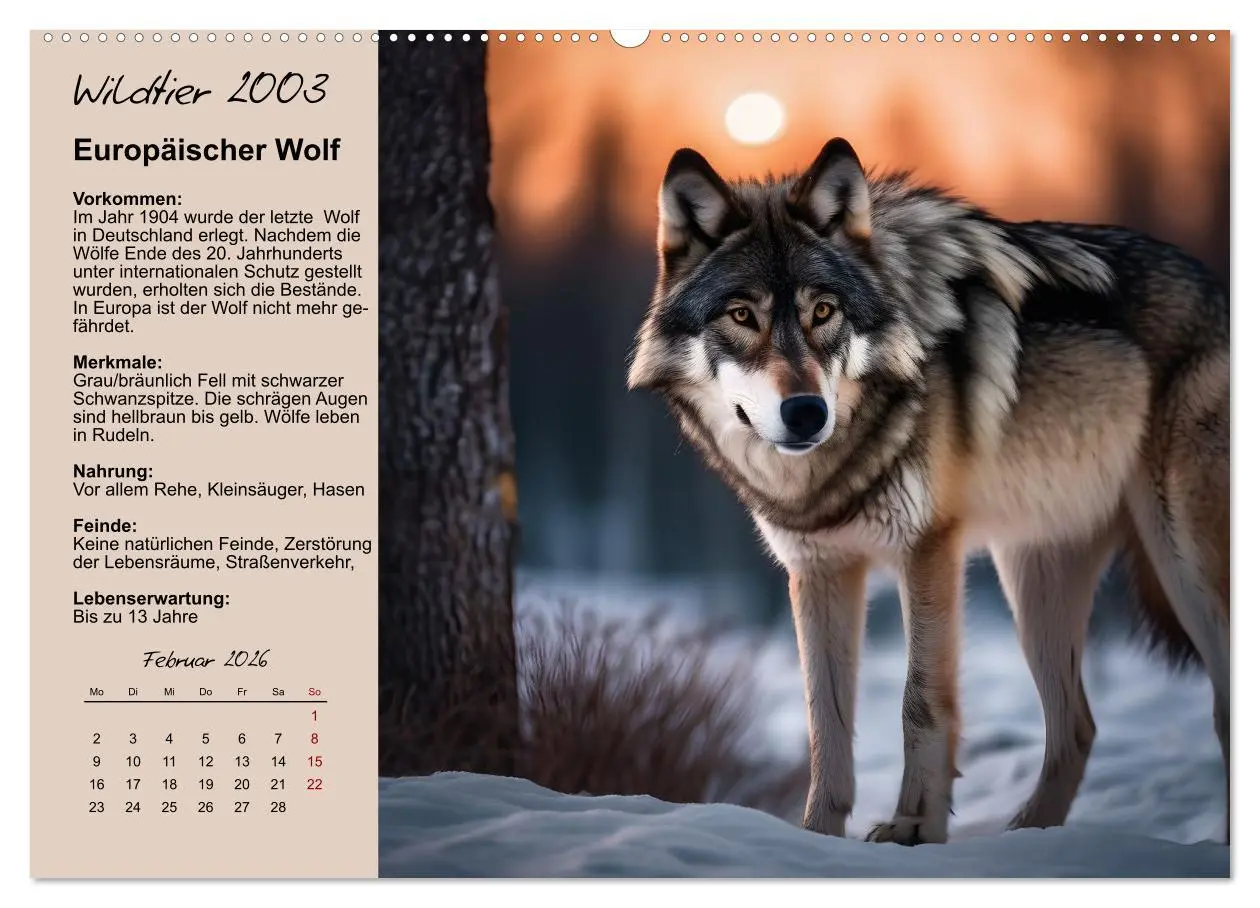 Bild: 9783457646618 | Wildtiere des Jahres (Wandkalender 2026 DIN A2 quer), CALVENDO...