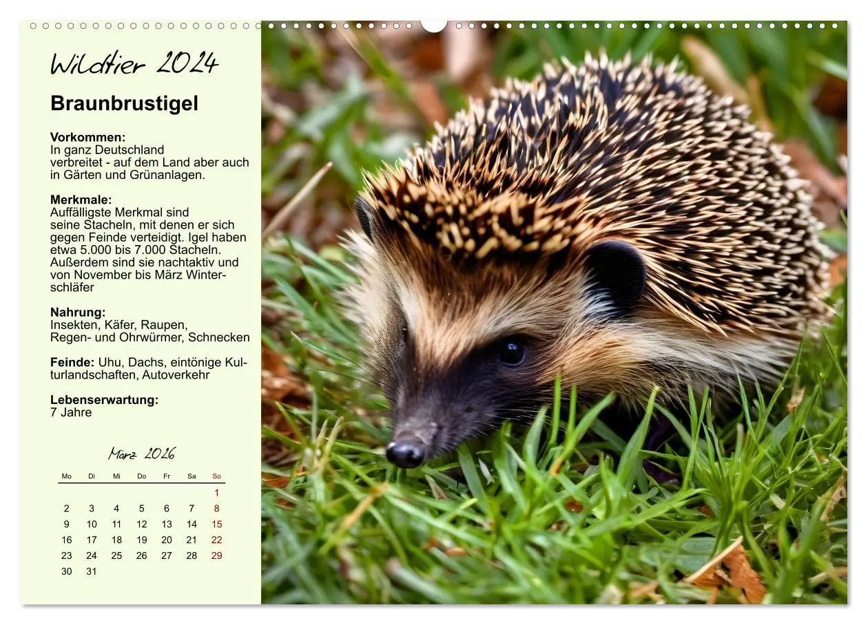Bild: 9783457646618 | Wildtiere des Jahres (Wandkalender 2026 DIN A2 quer), CALVENDO...