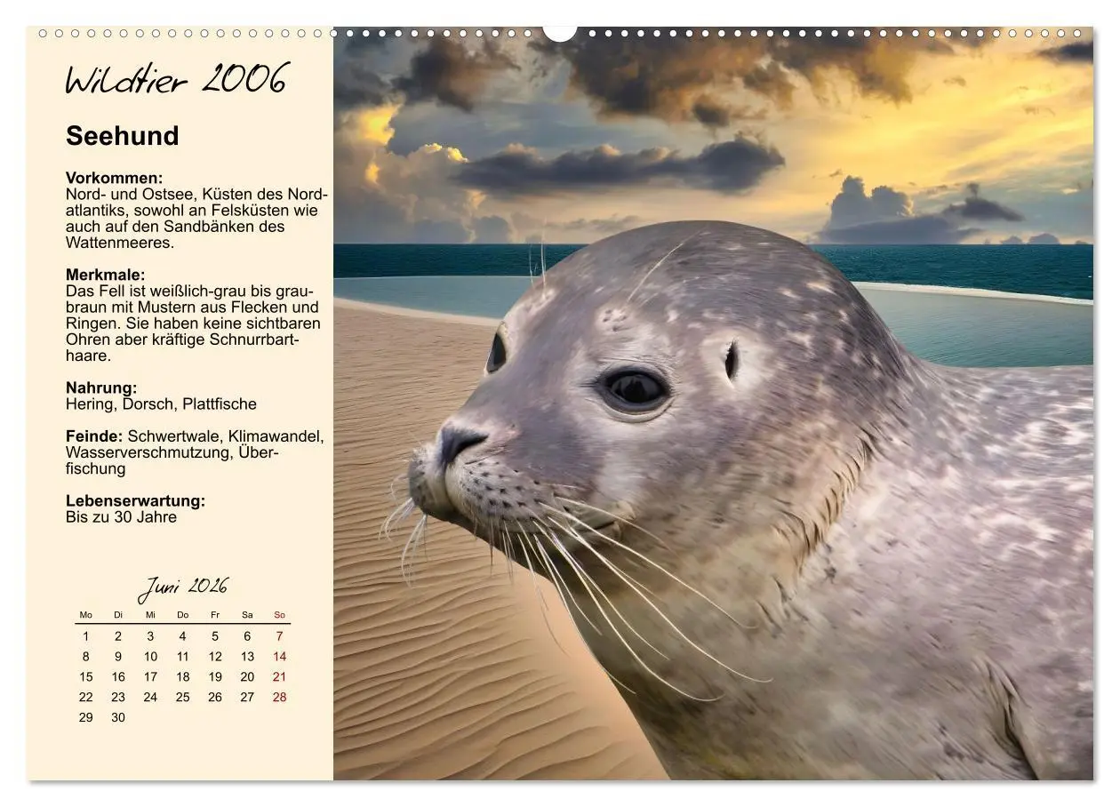 Bild: 9783457646618 | Wildtiere des Jahres (Wandkalender 2026 DIN A2 quer), CALVENDO...