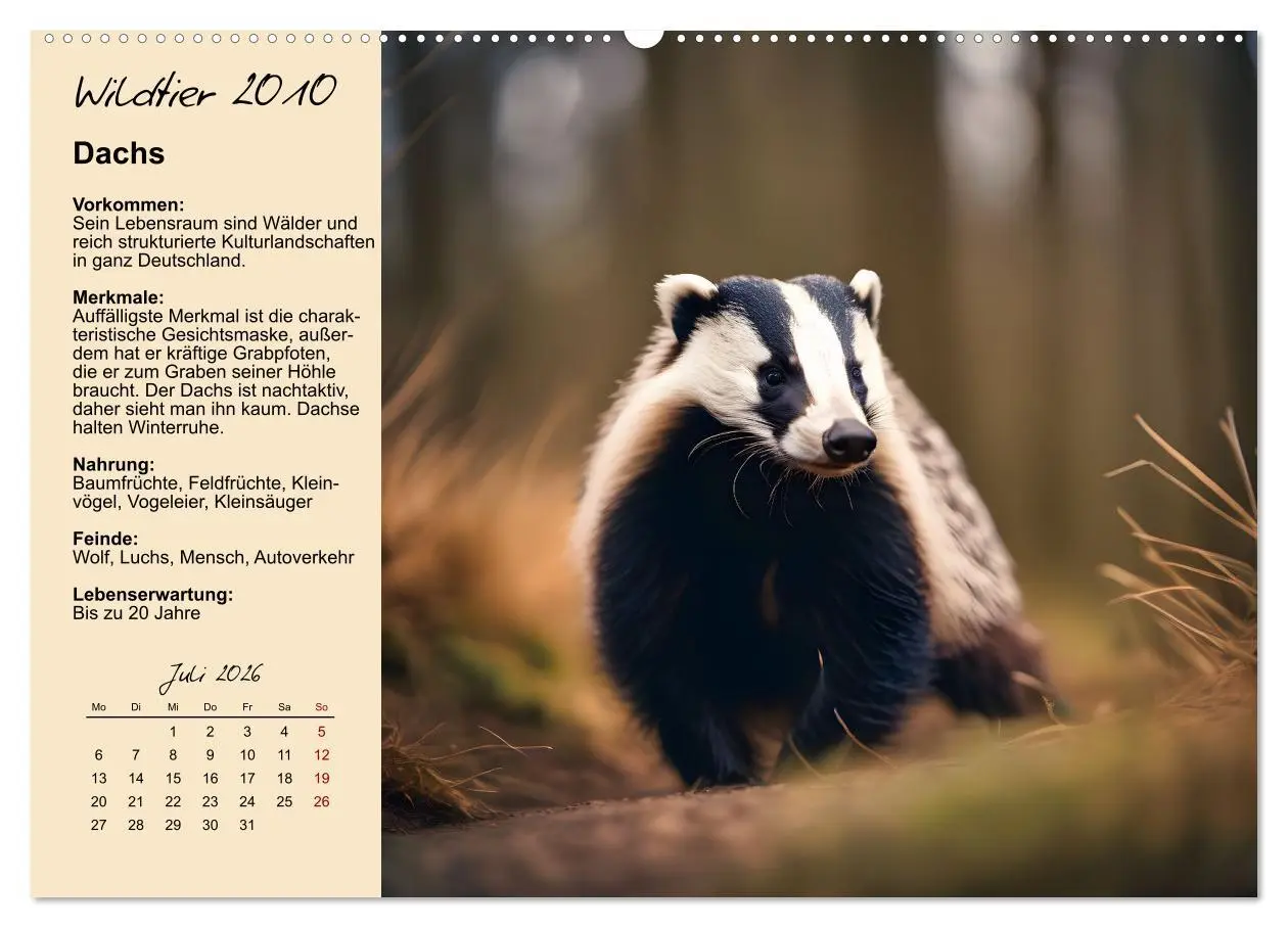 Bild: 9783457646618 | Wildtiere des Jahres (Wandkalender 2026 DIN A2 quer), CALVENDO...