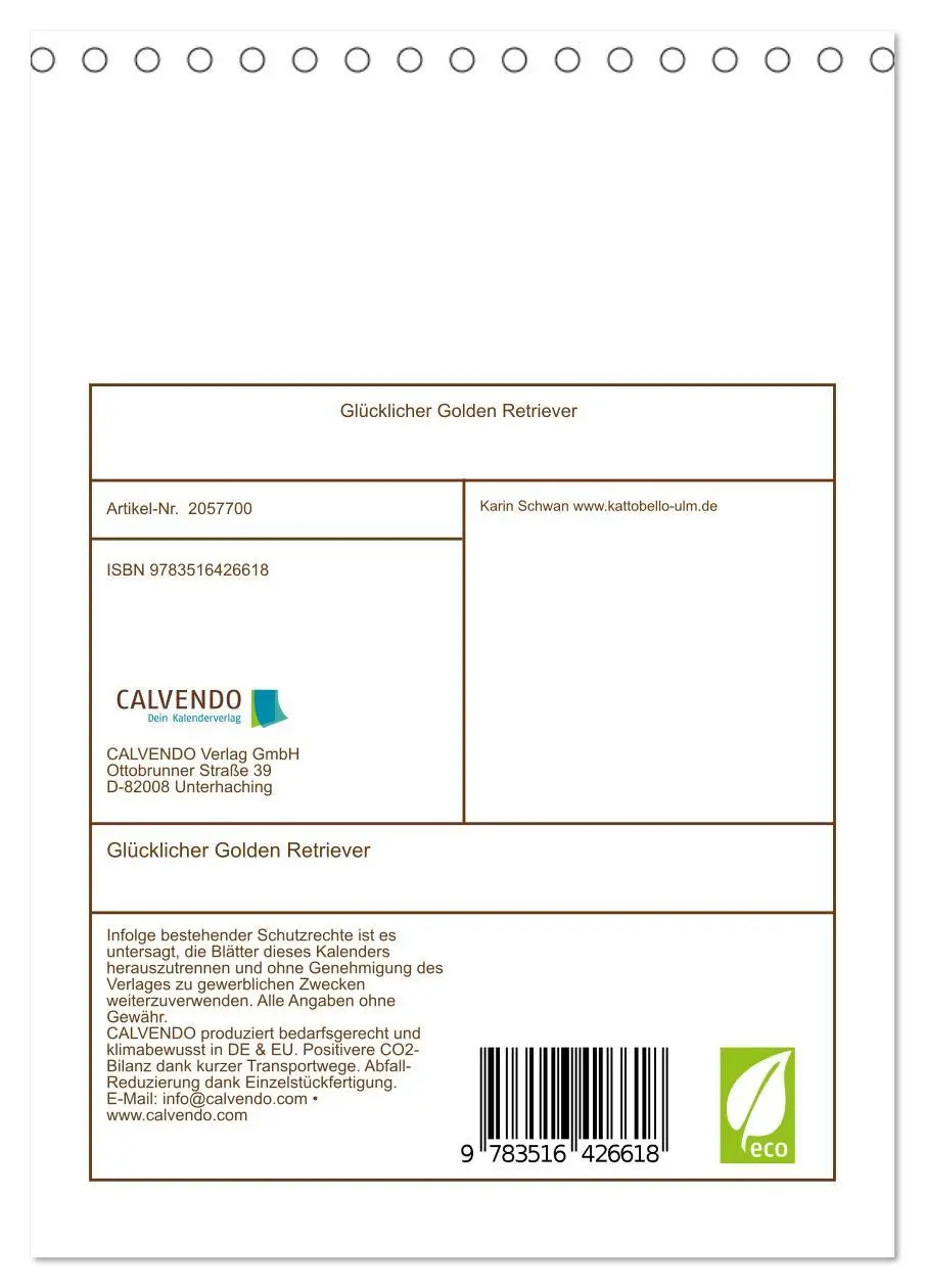 Bild: 9783516426618 | Glücklicher Golden Retriever (Tischkalender 2026 DIN A5 hoch),...