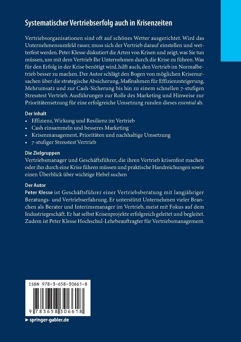 Rückseite: 9783658306618 | Systematischer Vertriebserfolg auch in Krisenzeiten | Peter Klesse