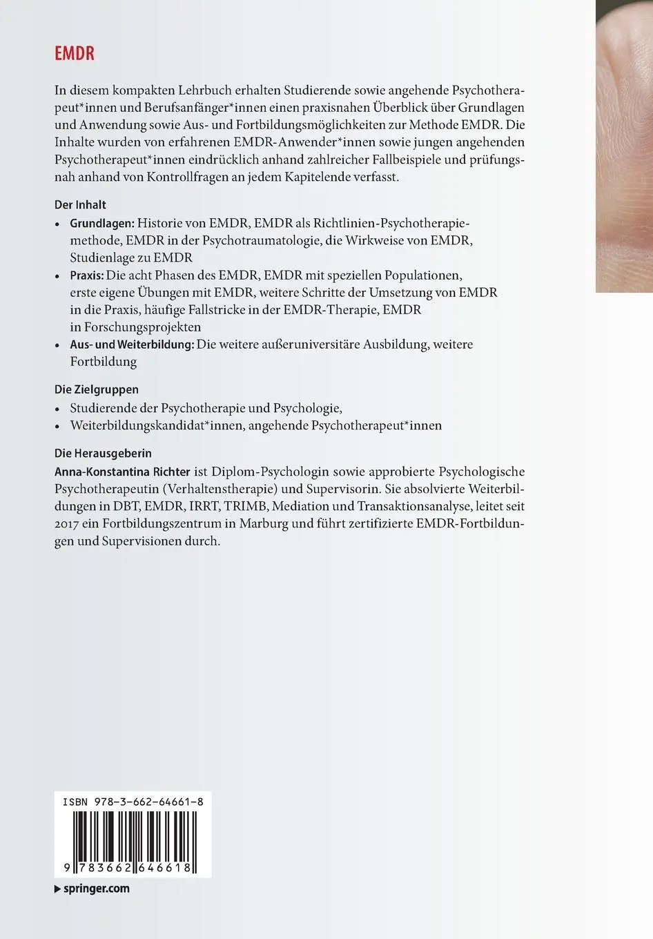 Rückseite: 9783662646618 | EMDR | Ein Lehrbuch für Psychotherapie-Studium und Weiterbildung
