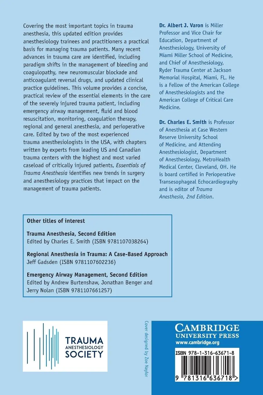 Rückseite: 9781316636718 | Essentials of Trauma Anesthesia | Albert J. Varon (u. a.) | Buch