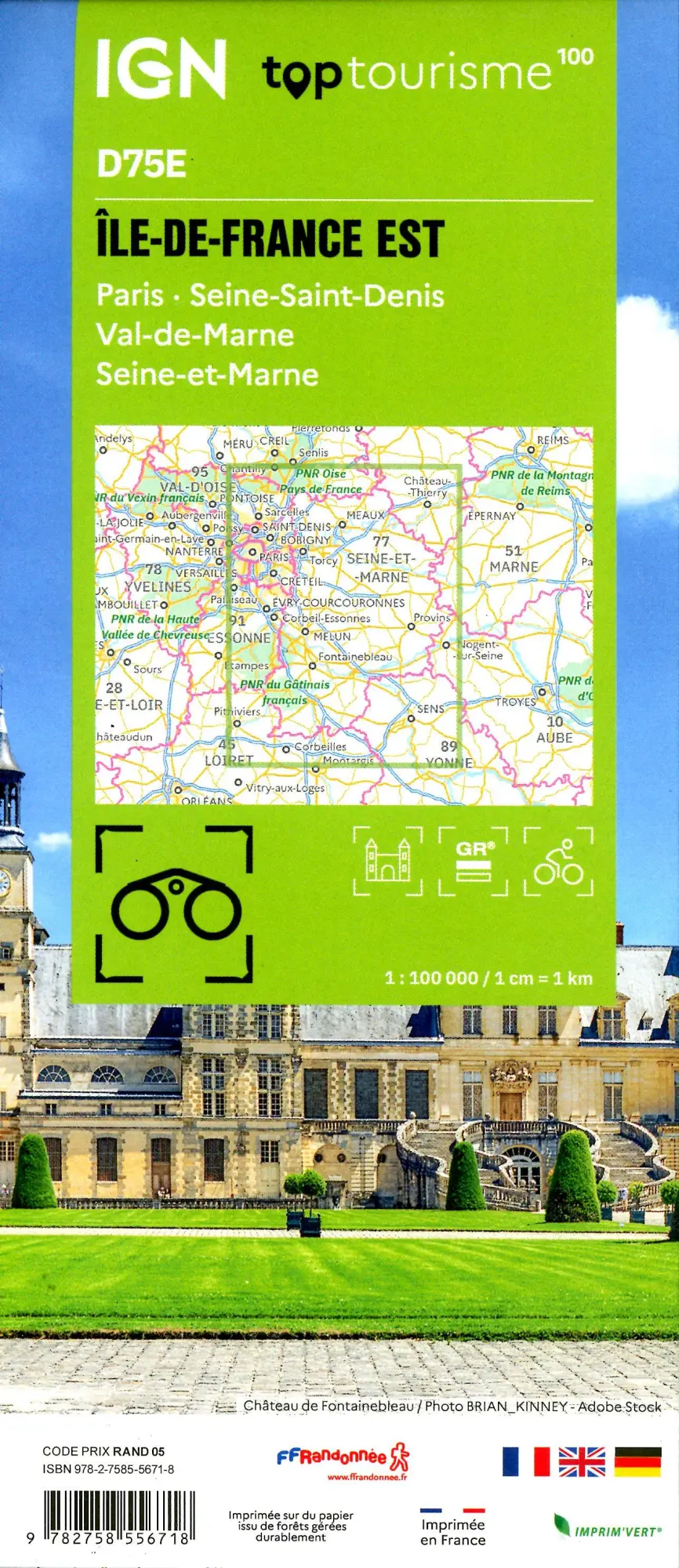 Bild: 9782758556718 | Ile-de-France Est | (Land-)Karte | IGN Top 100 départemental | 2025