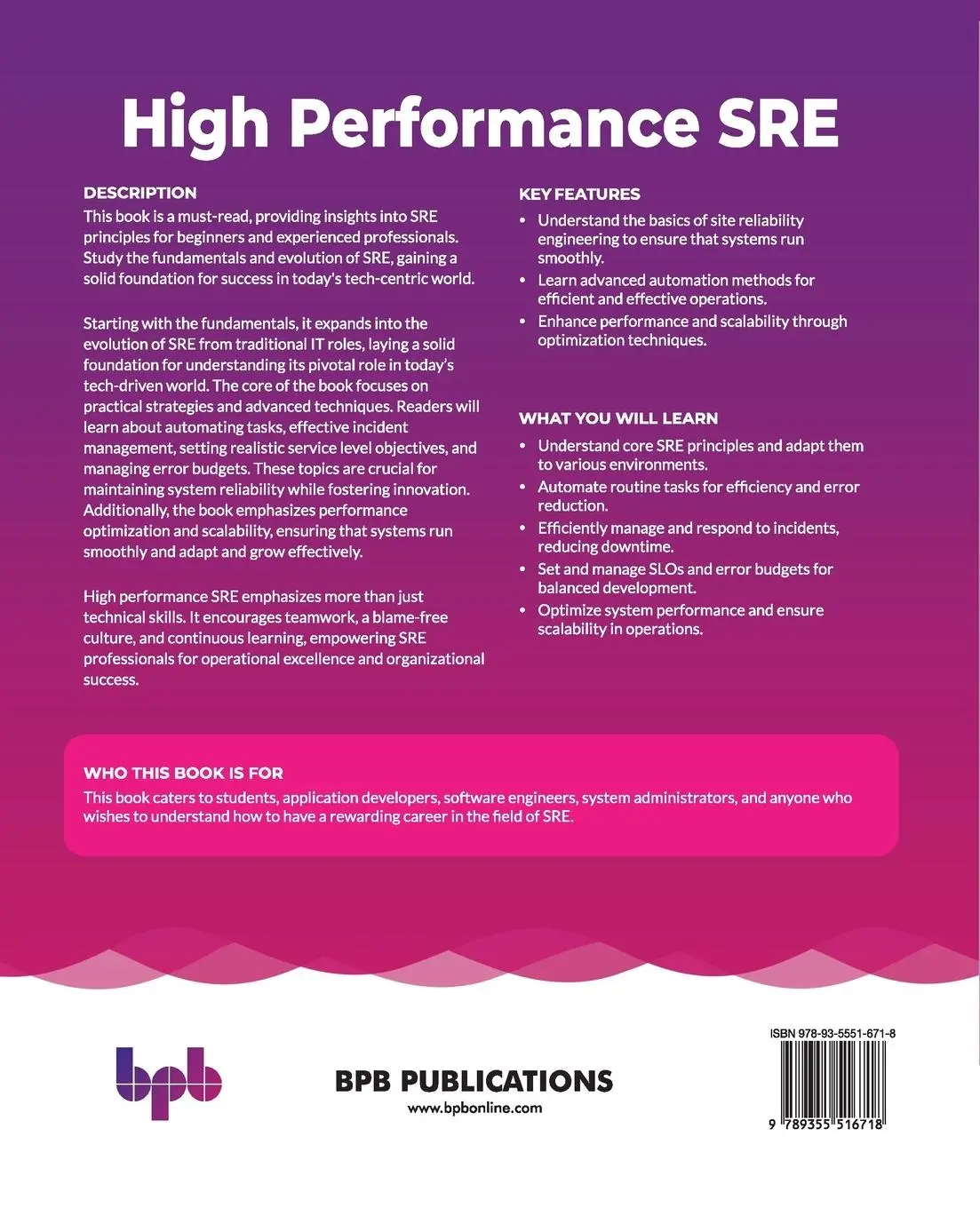 Rückseite: 9789355516718 | High Performance SRE | Anchal Arora Mishra | Taschenbuch | Englisch