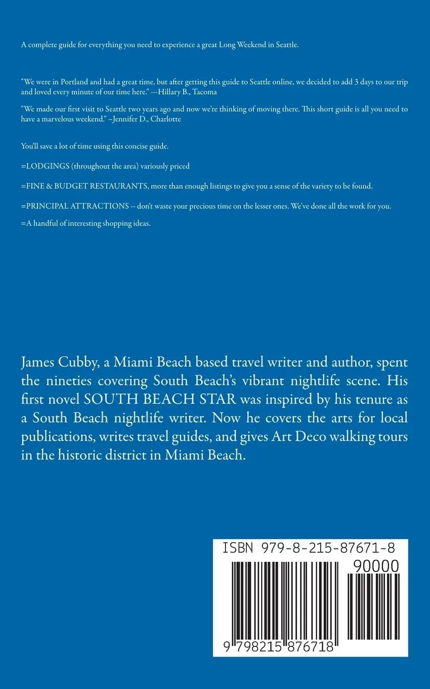 Rückseite: 9798215876718 | Seattle - The Cubby 2023 Long Weekend Guide | James Cubby | Buch