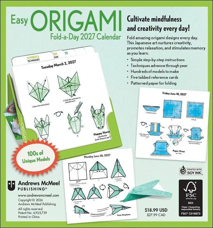 Rückseite: 9798881606718 | Easy Origami Fold-a-Day - Origami-Faltvorlage für jeden Tag 2027