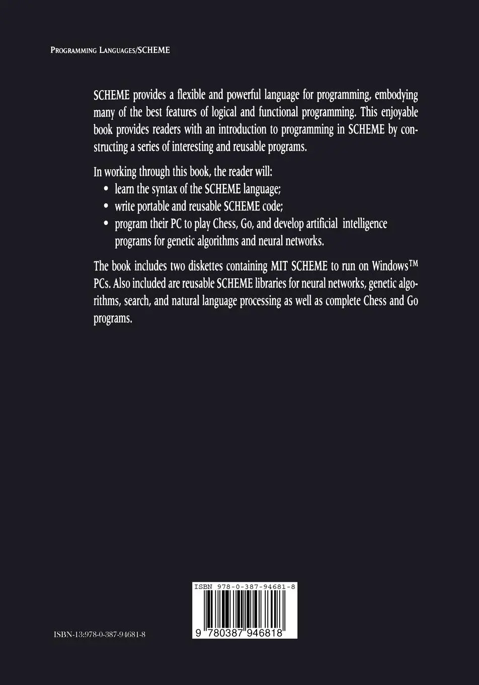 Rückseite: 9780387946818 | Programming in SCHEME | Mark Watson | Taschenbuch | xi | Englisch