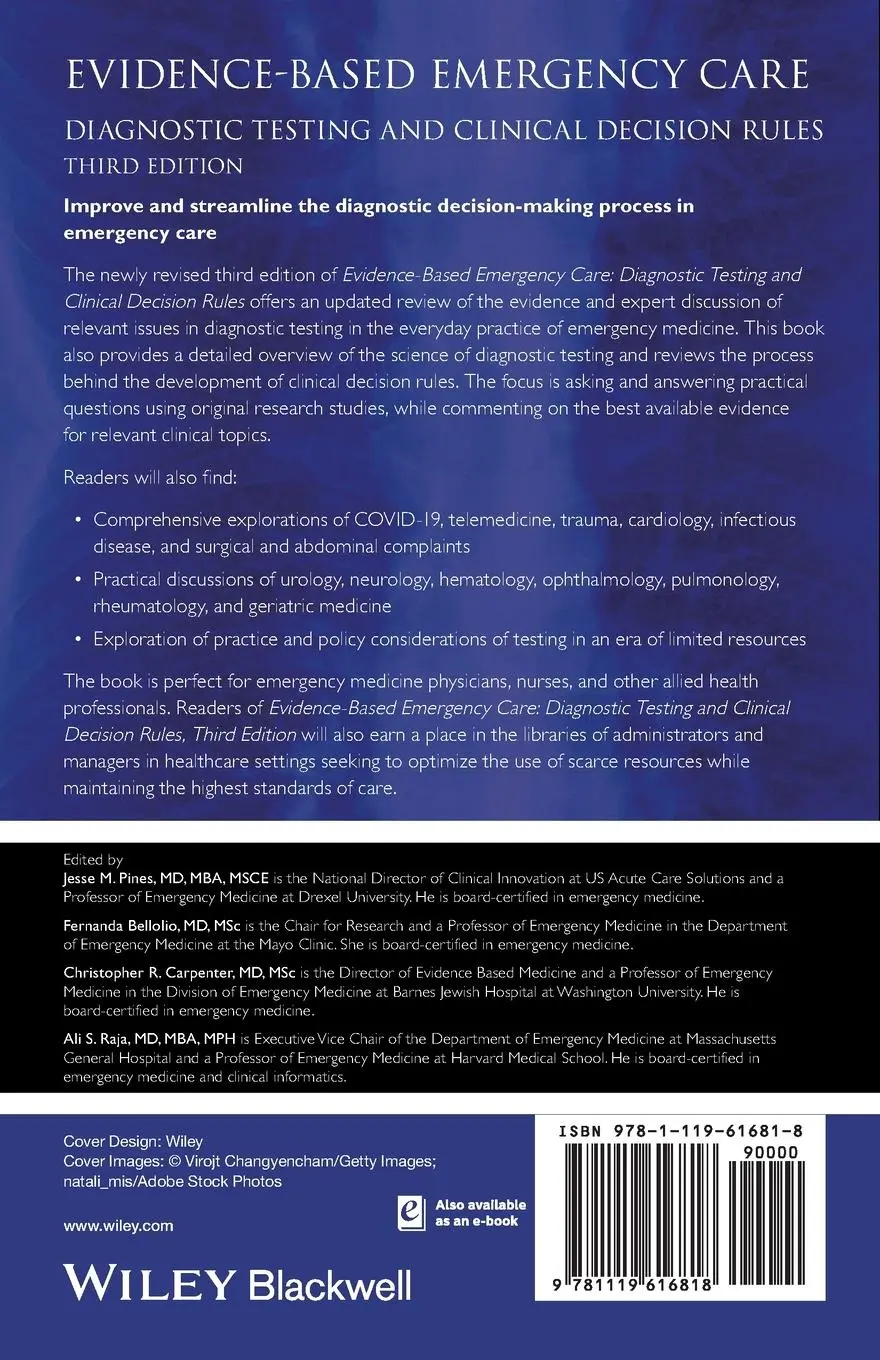 Rückseite: 9781119616818 | Evidence-Based Emergency Care | Jesse M Pines (u. a.) | Taschenbuch