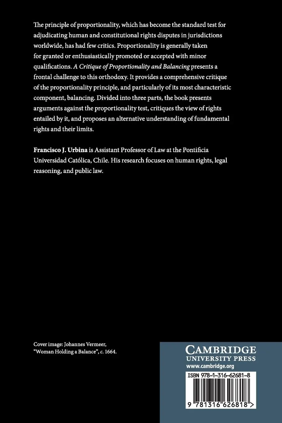 Rückseite: 9781316626818 | A Critique of Proportionality and Balancing | Francisco Urbina | Buch