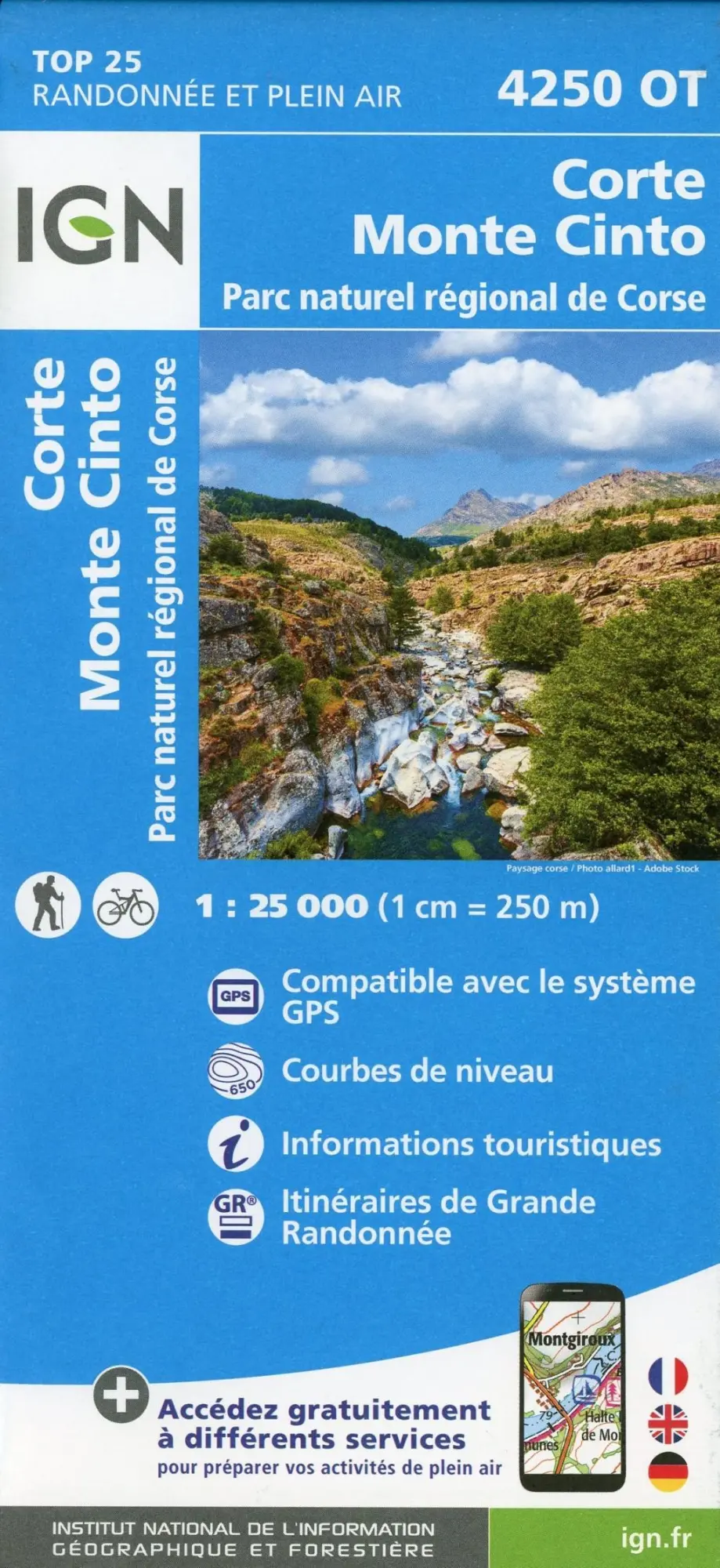 Cover: 9782758546818 | Corte Monte Cinto Parc naturel régional de Corse 1 : 25 000 | 2019
