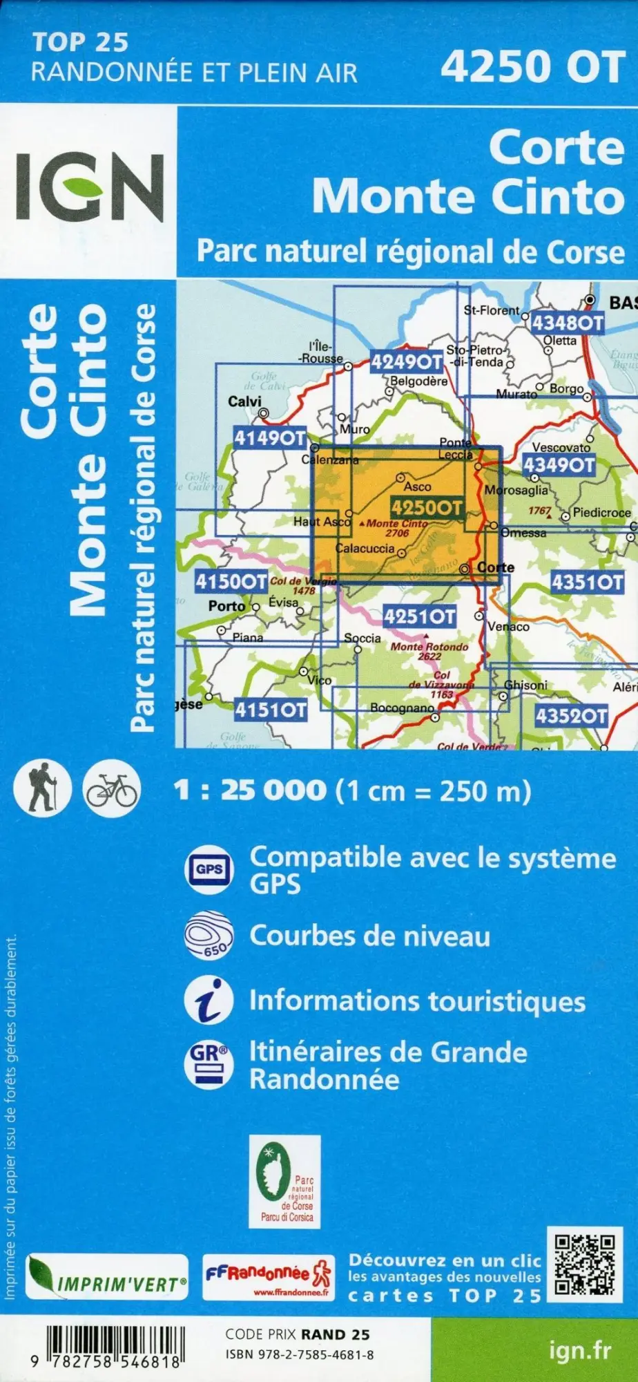 Bild: 9782758546818 | Corte Monte Cinto Parc naturel régional de Corse 1 : 25 000 | 2019