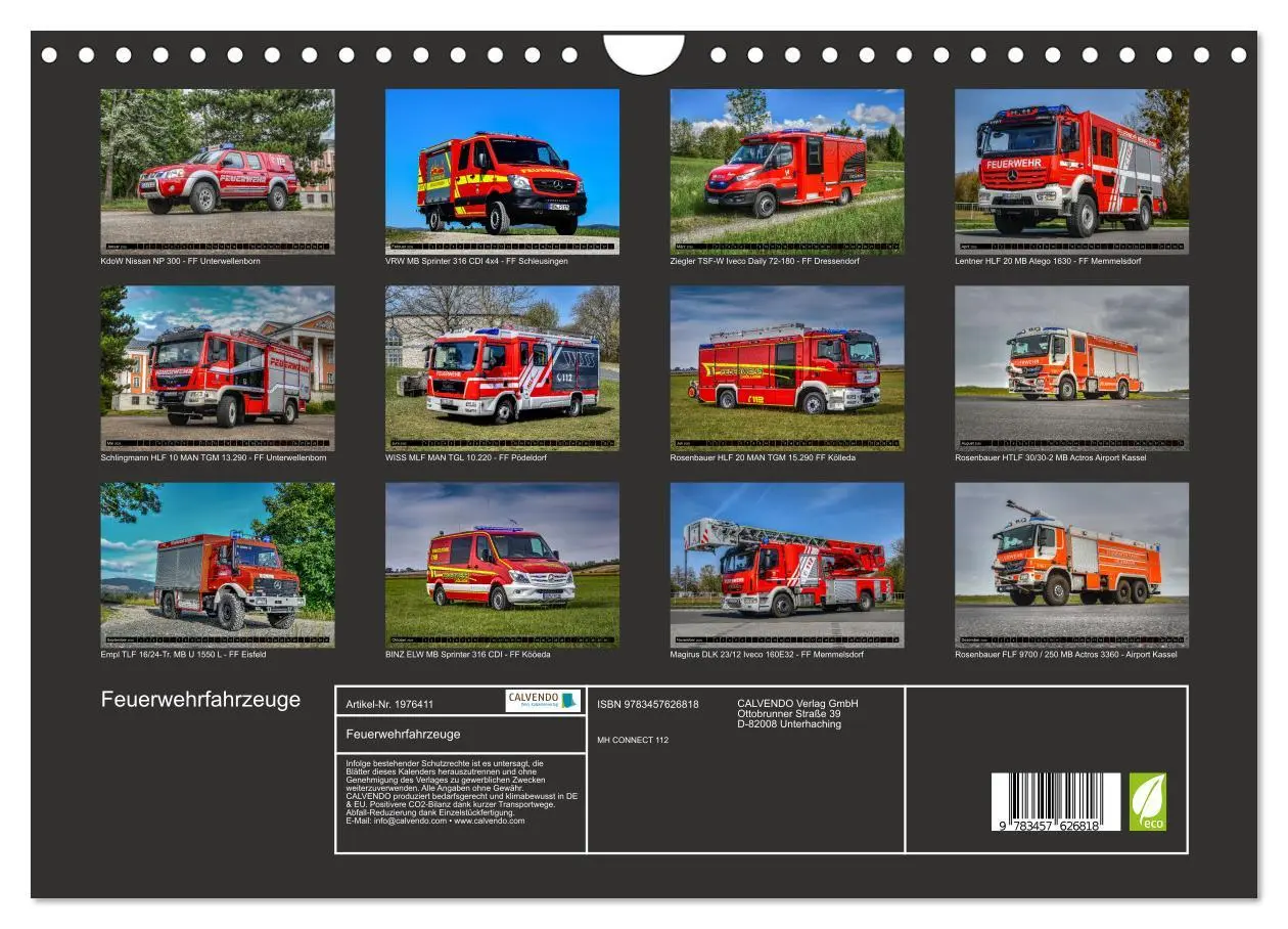 Bild: 9783457626818 | Feuerwehrfahrzeuge (Wandkalender 2026 DIN A4 quer), CALVENDO...