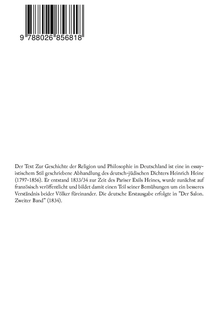 Rückseite: 9788026856818 | Zur Geschichte der Religion und Philosophie in Deutschland | Heine