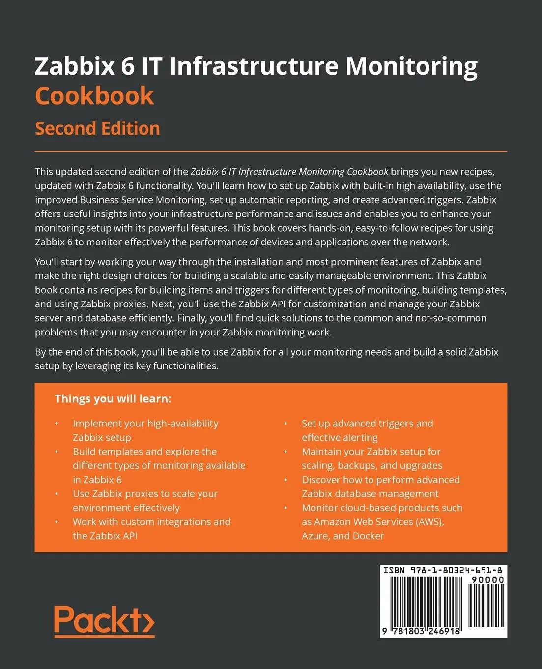 Rückseite: 9781803246918 | Zabbix 6 IT Infrastructure Monitoring Cookbook - Second Edition | Buch
