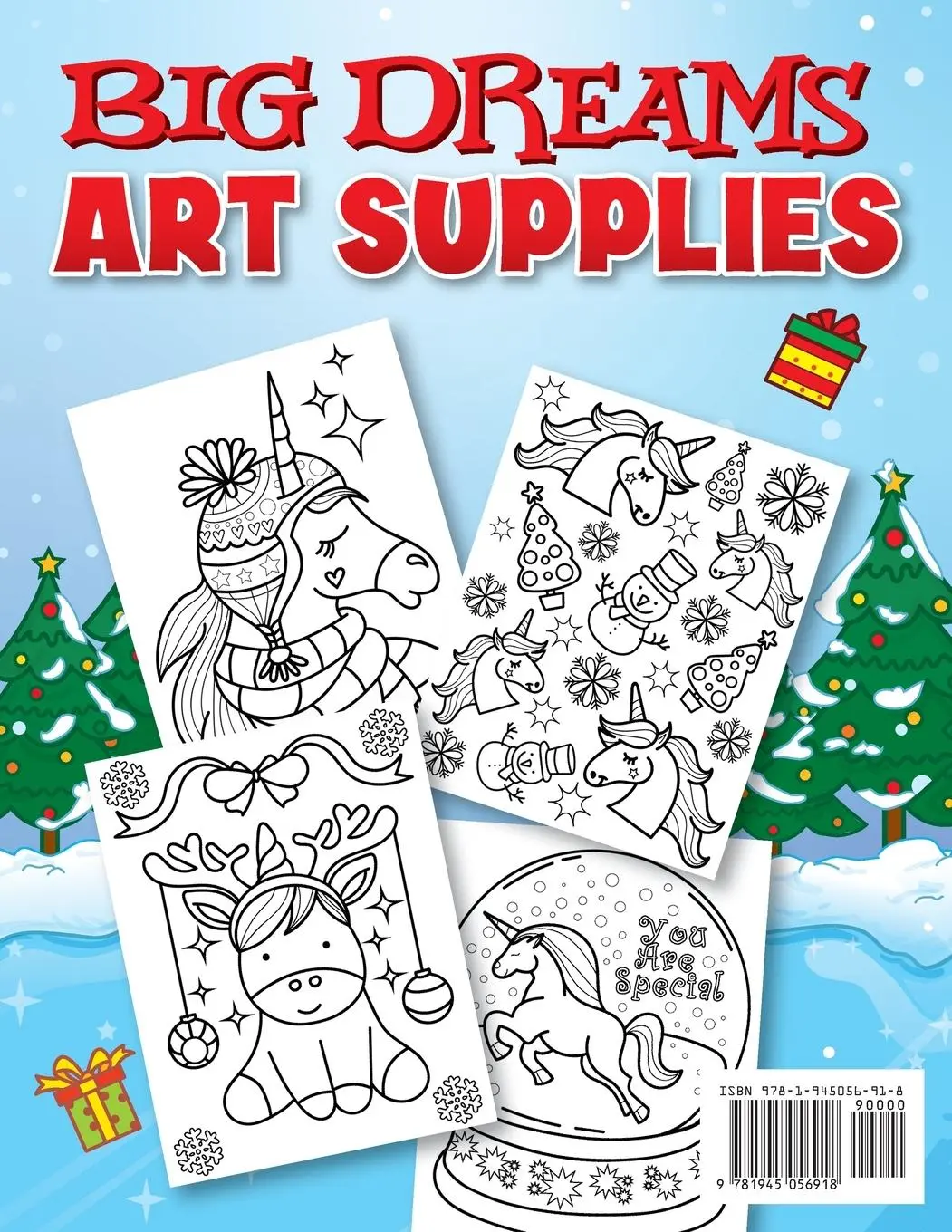 Rückseite: 9781945056918 | Unicorn Christmas Coloring Book for Kids | Big Dreams Art Supplies