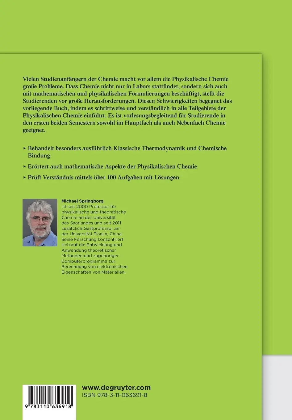 Rückseite: 9783110636918 | Einführung in die Physikalische Chemie | Michael Springborg | Buch