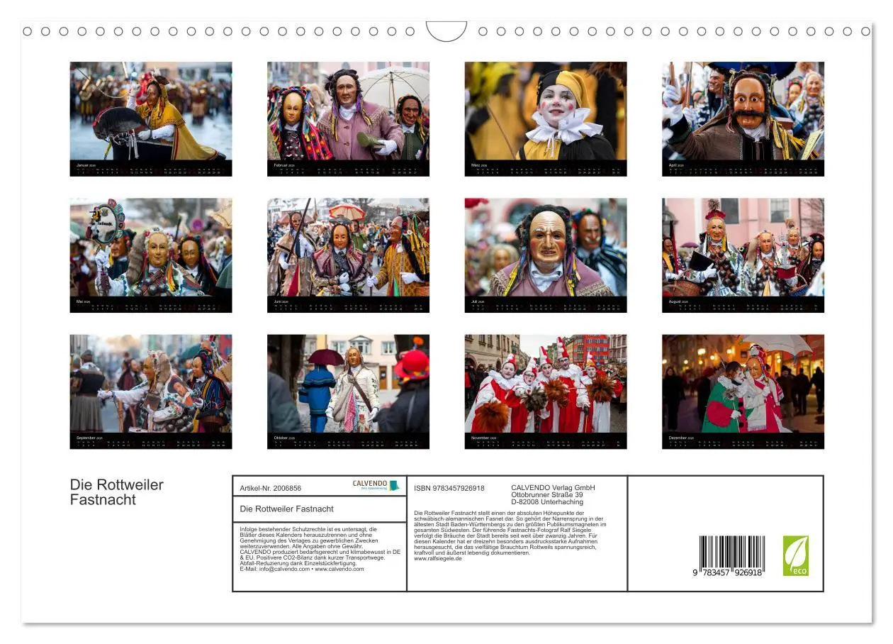 Bild: 9783457926918 | Die Rottweiler Fastnacht (Wandkalender 2026 DIN A3 quer), CALVENDO...