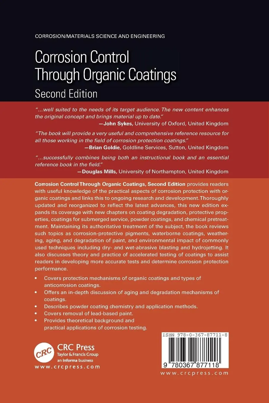 Rückseite: 9780367877118 | Corrosion Control Through Organic Coatings | Knudsen (u. a.) | Buch