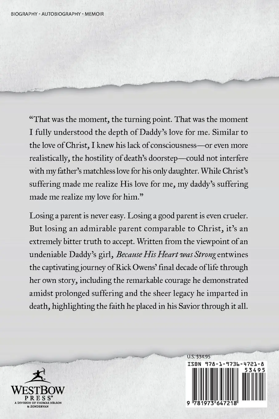 Rückseite: 9781973647218 | Because His Heart Was Strong | The Story of Rick Owens | Owens | Buch