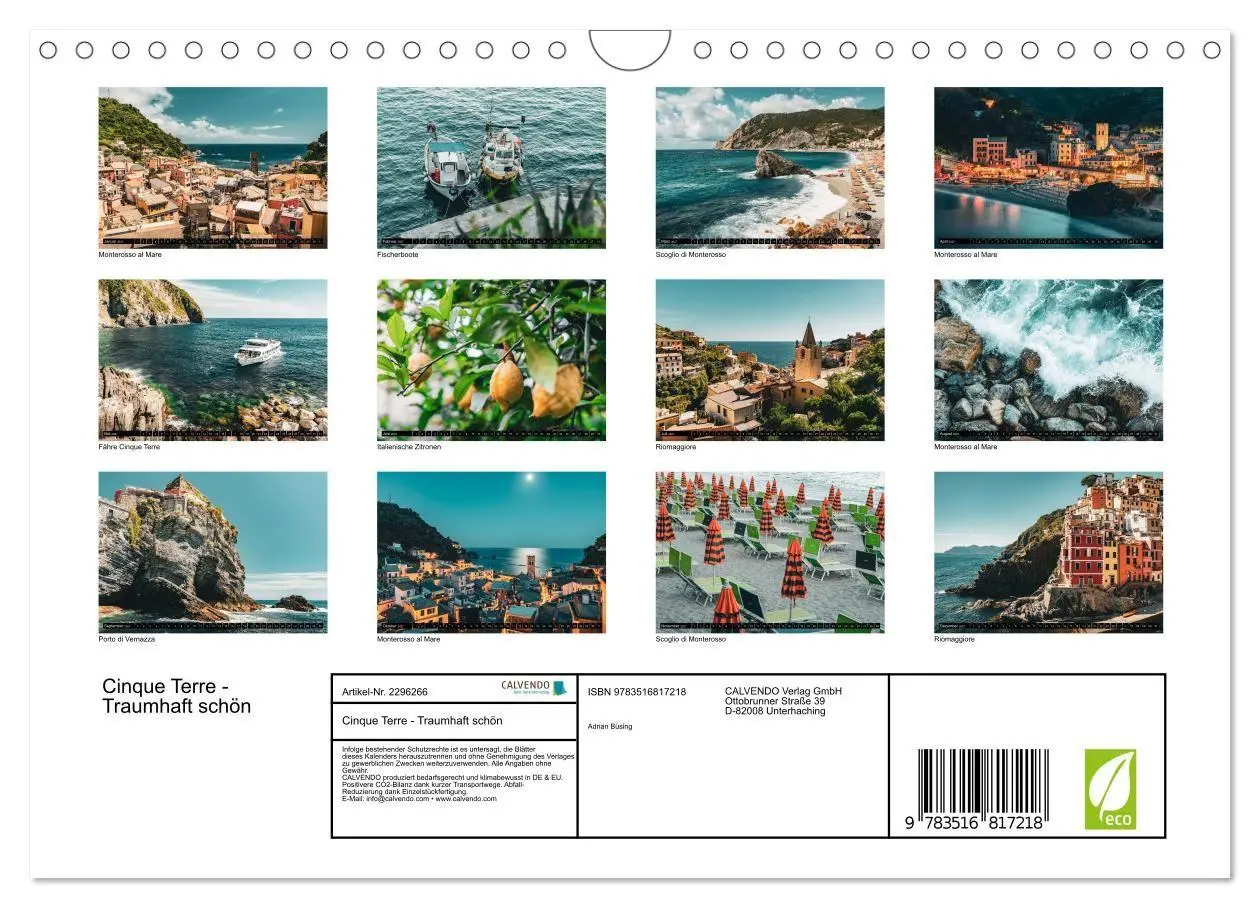 Bild: 9783516817218 | Cinque Terre - Traumhaft schön (Wandkalender 2027 DIN A4 quer),...