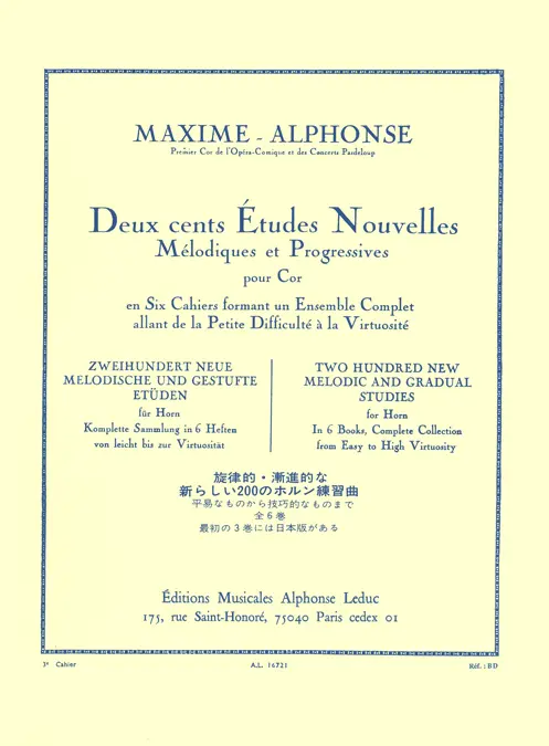 Cover: 9790046167218 | 200 études nouvelles vol.3 40 études de moyenne force pour cor | Buch