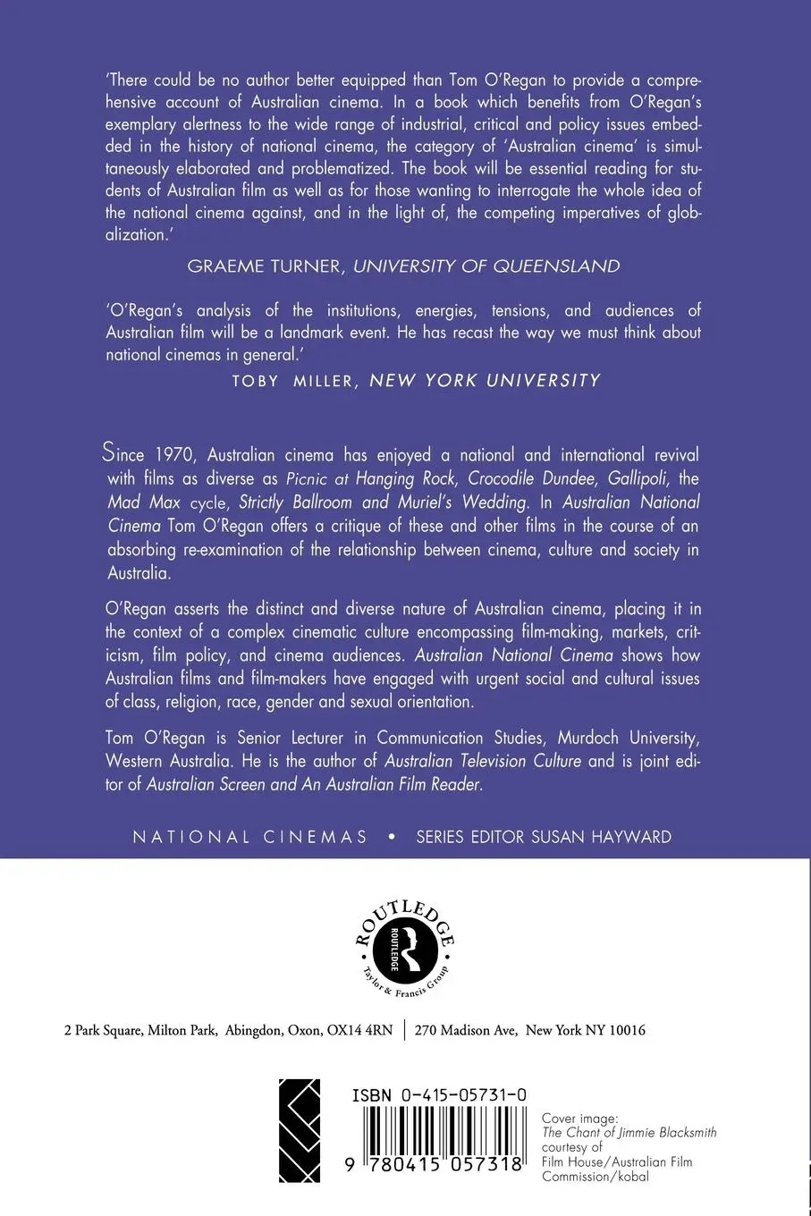 Rückseite: 9780415057318 | Australian National Cinema | Tom O'Regan | Taschenbuch | Englisch