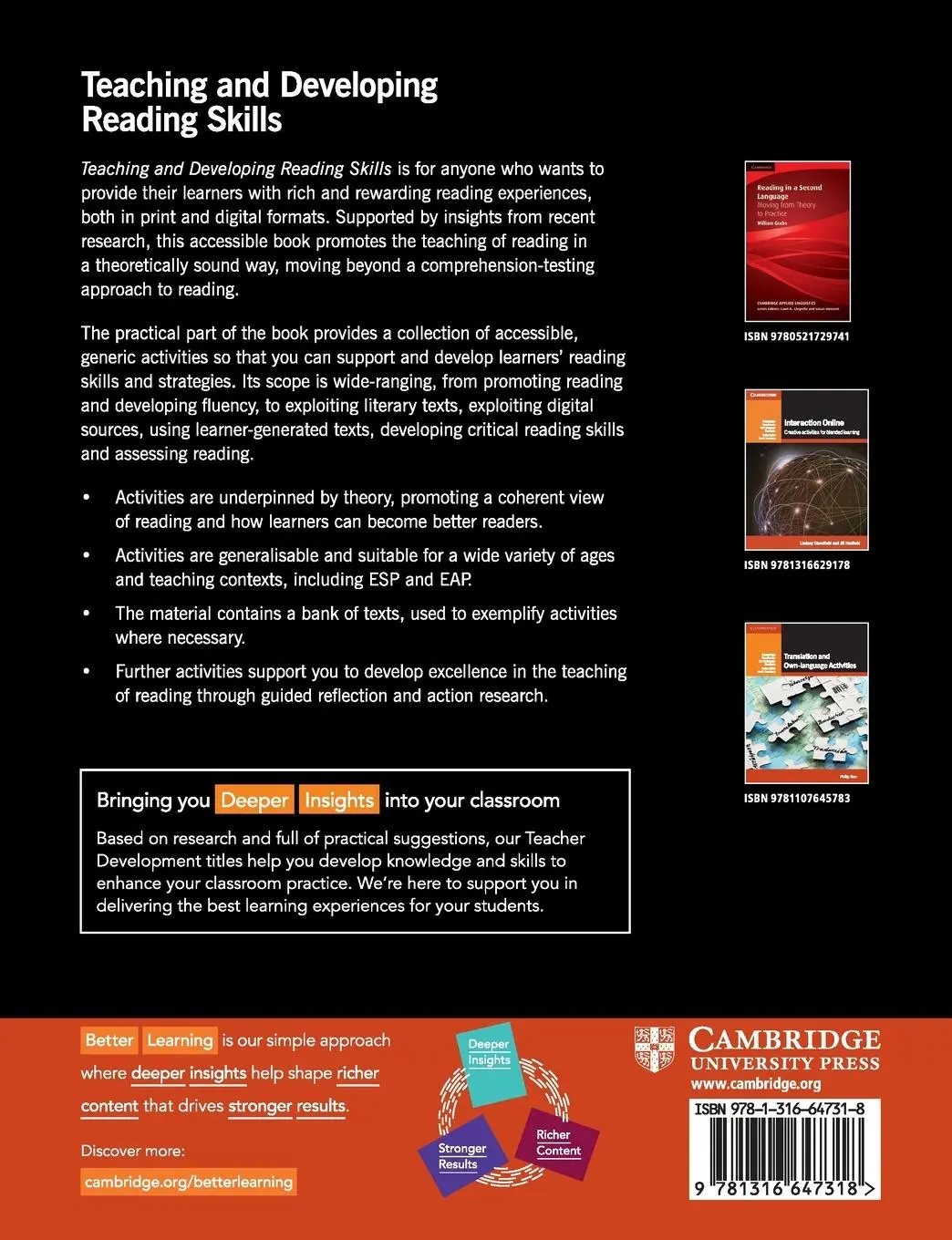 Rückseite: 9781316647318 | Teaching and Developing Reading Skills | Peter Watkins | Taschenbuch