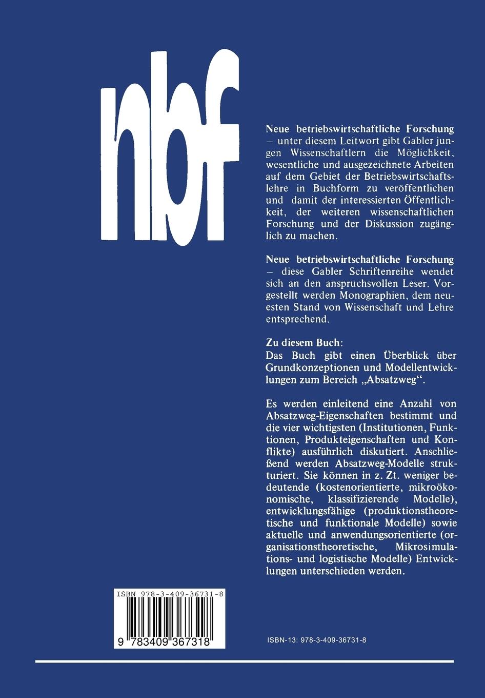 Rückseite: 9783409367318 | Absatzwege - Konzeptionen und Modelle | Rainer-Michael Maas | Buch