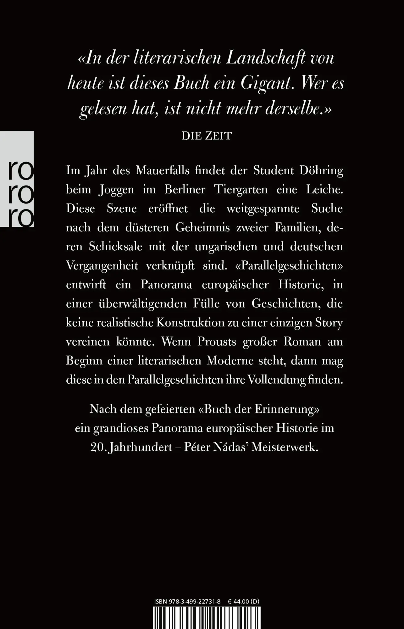 Rückseite: 9783499227318 | Parallelgeschichten | Péter Nádas | Taschenbuch | 1728 S. | Deutsch
