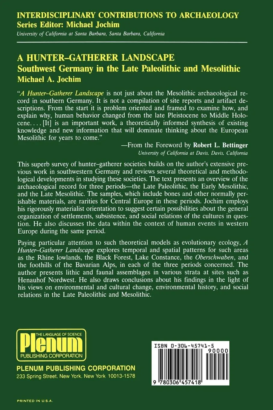 Rückseite: 9780306457418 | A Hunter-Gatherer Landscape | Michael A. Jochim | Taschenbuch | xvii