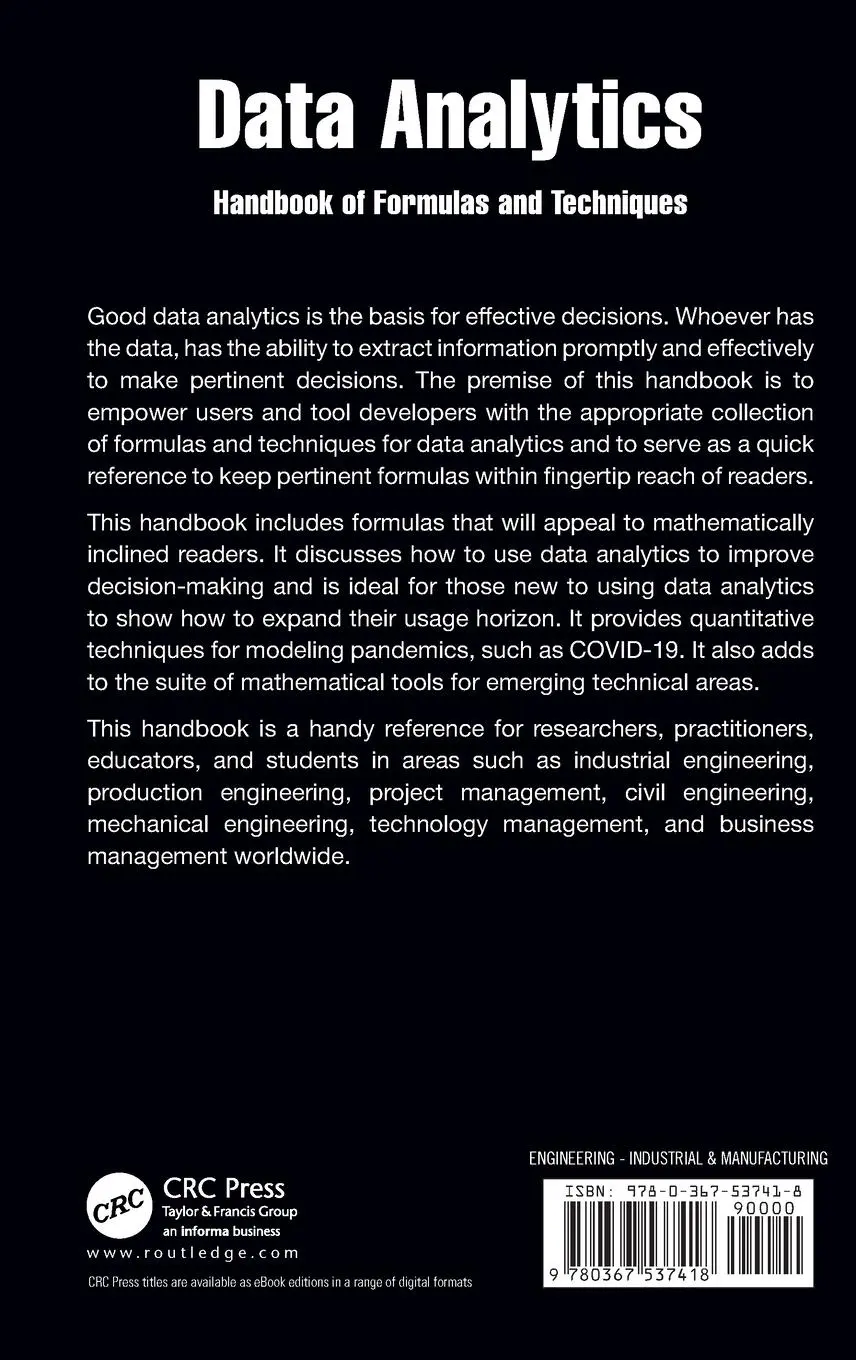 Rückseite: 9780367537418 | Data Analytics | Handbook of Formulas and Techniques | Badiru | Buch