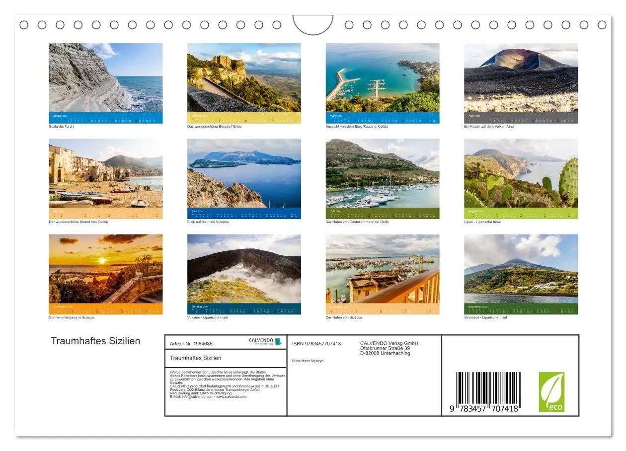 Bild: 9783457707418 | Traumhaftes Sizilien (Wandkalender 2026 DIN A4 quer), CALVENDO...