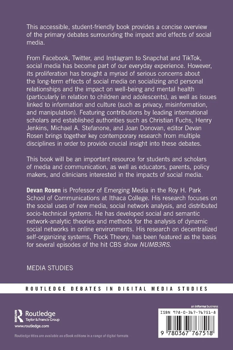 Rückseite: 9780367767518 | The Social Media Debate | Devan Rosen | Taschenbuch | Englisch | 2022