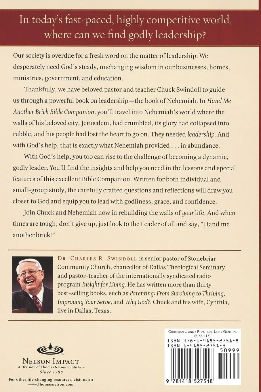 Rückseite: 9781418527518 | Hand Me Another Brick Bible Companion | Timeless Lessons on Leadership